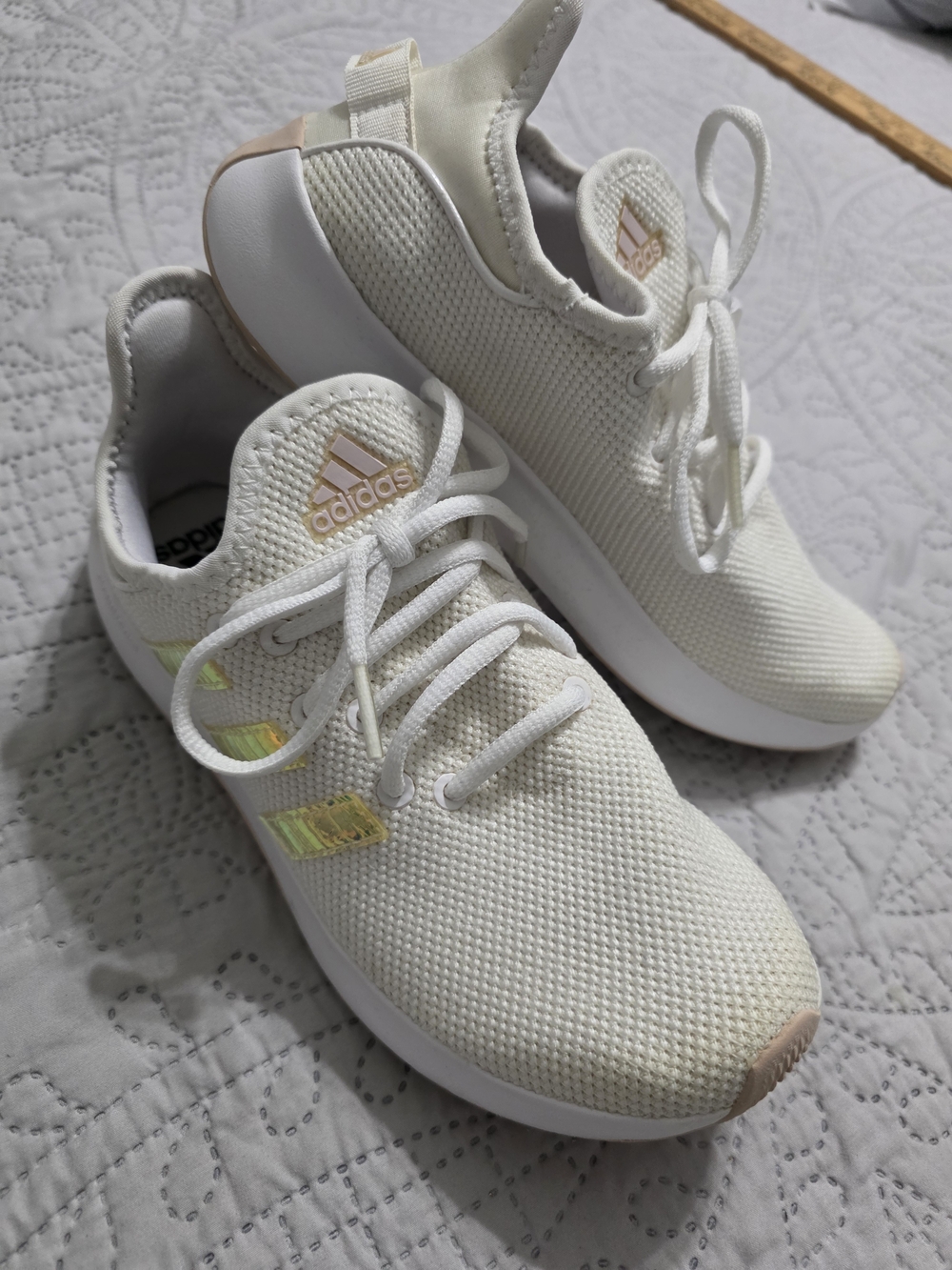 adidas Women's Cloudfoam Pure Running Shoes - Cream with Iridescent Accents